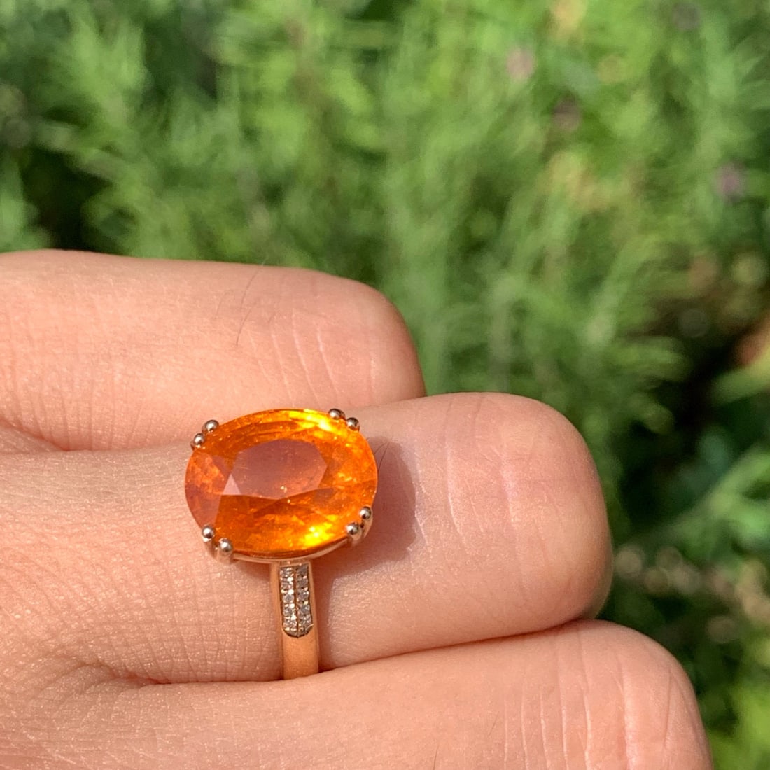 14k Gold 8.15 Ct Natural Spessartine & Diamond Ring - 7