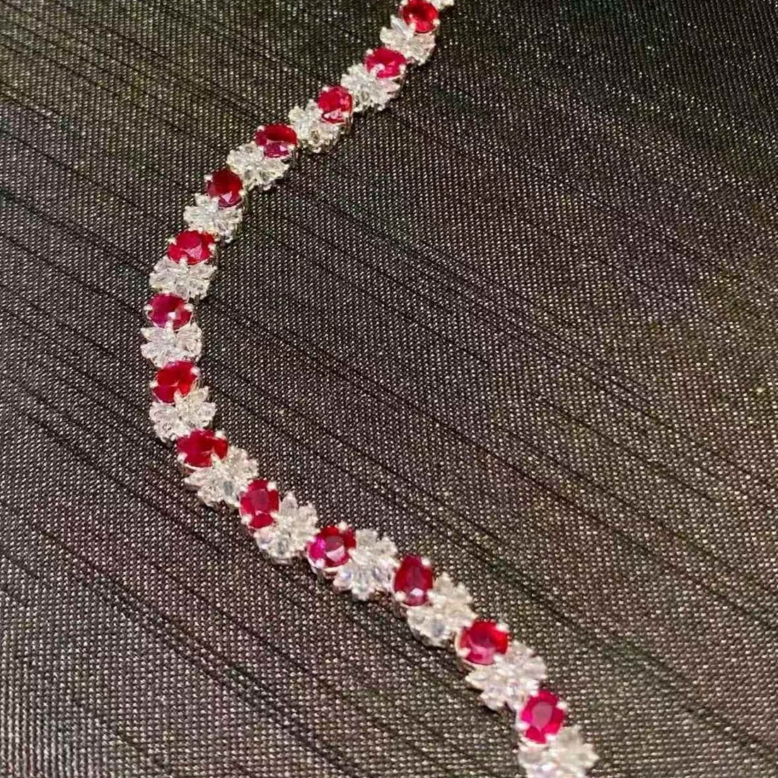 14k Gold 7.5 Ct Natural Ruby & Diamond & Sapphire Bracelet - 3