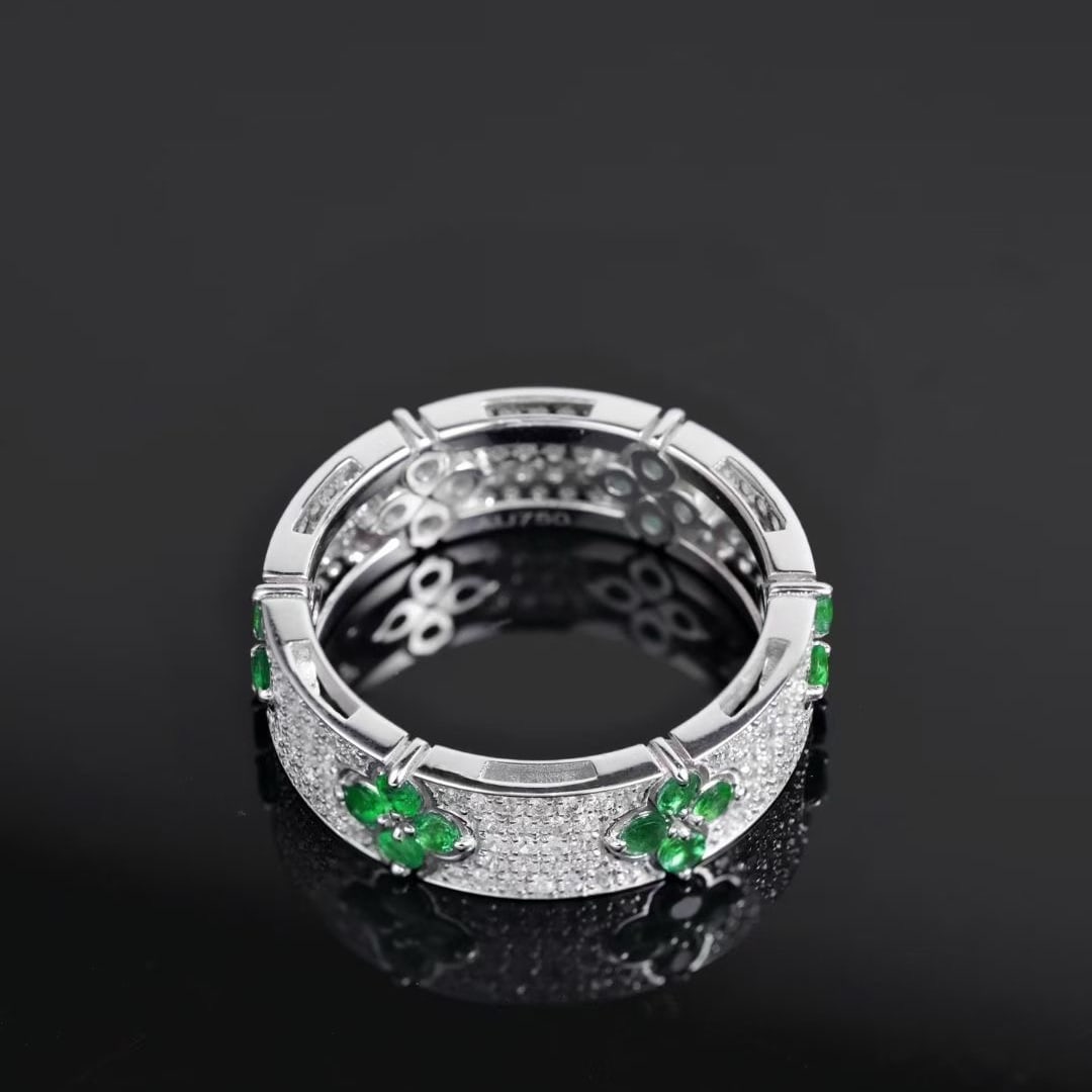 14k Gold 1.7 Ctw Vivid Green Natural Emerald & Diamond Ring - 3