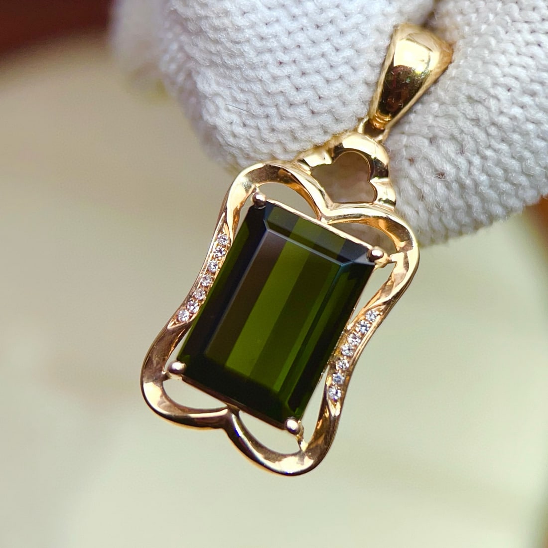 14k Gold 4.54 Ctw Natural Tourmaline & Diamond Pendant( Without Chain ) - 5