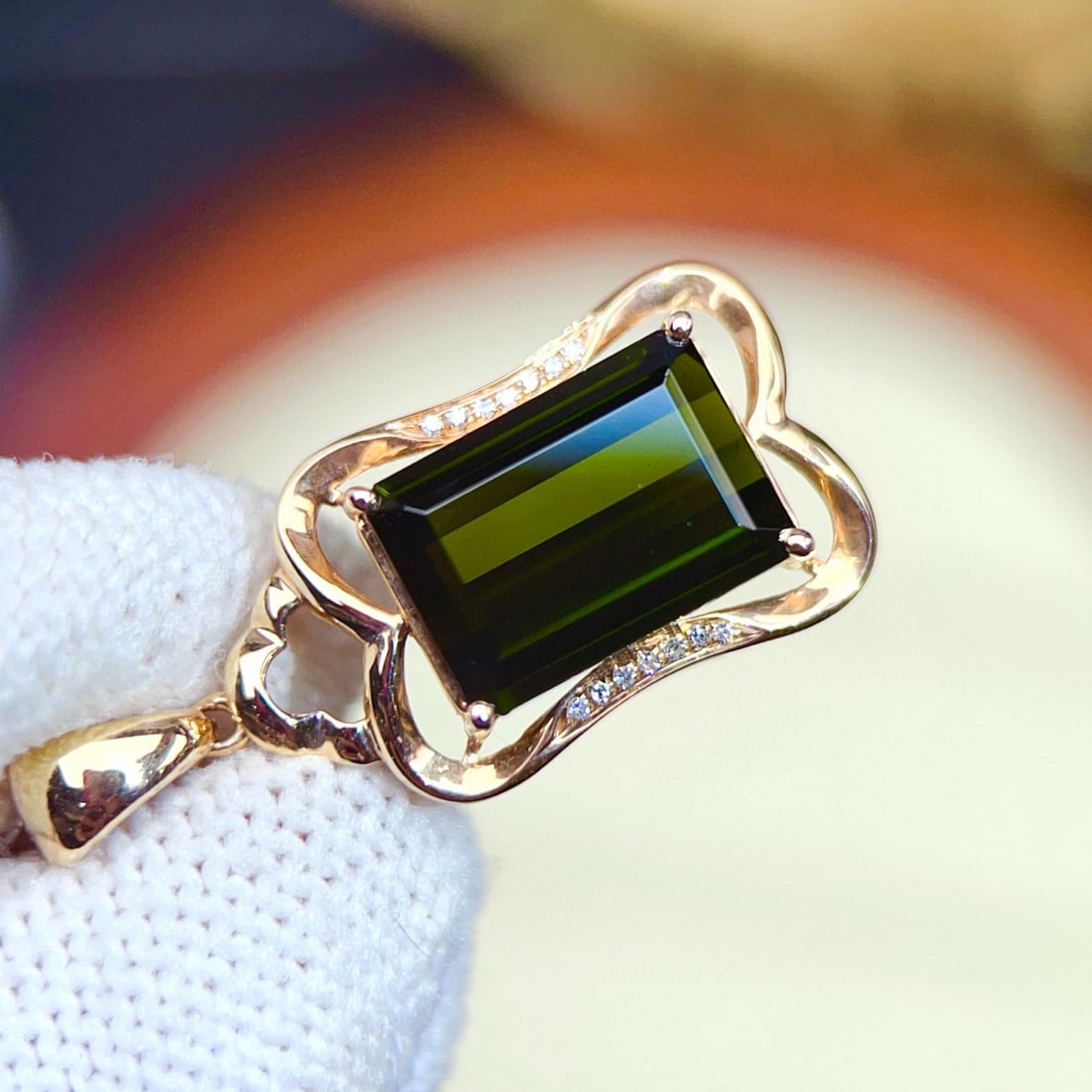 14k Gold 4.54 Ctw Natural Tourmaline & Diamond Pendant( Without Chain ) - 6