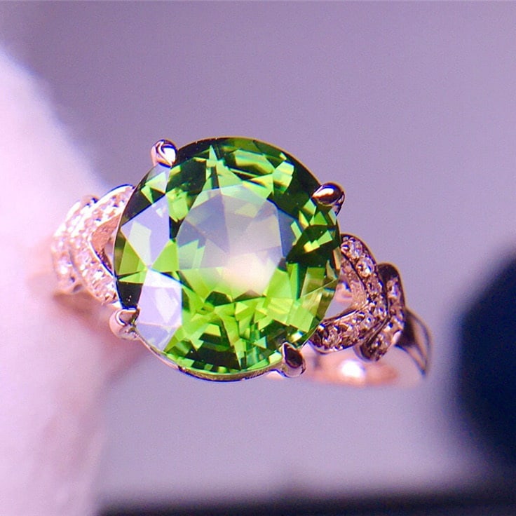14k Gold 4.1 Ct Natural Tourmaline & Diamond Ring - 3