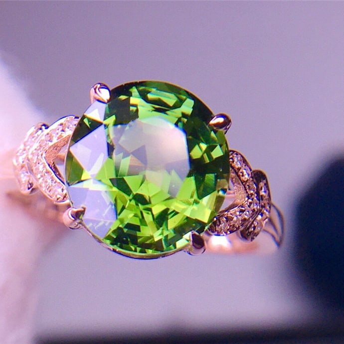 14k Gold 4.1 Ct Natural Tourmaline & Diamond Ring - 4