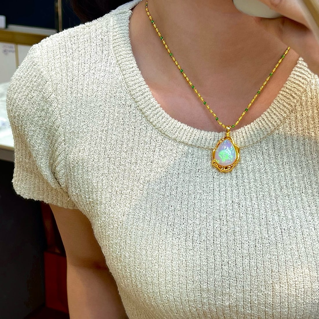 14k Gold 20.80 Ct Natural Opal Pendant( Without Chain ) - 8