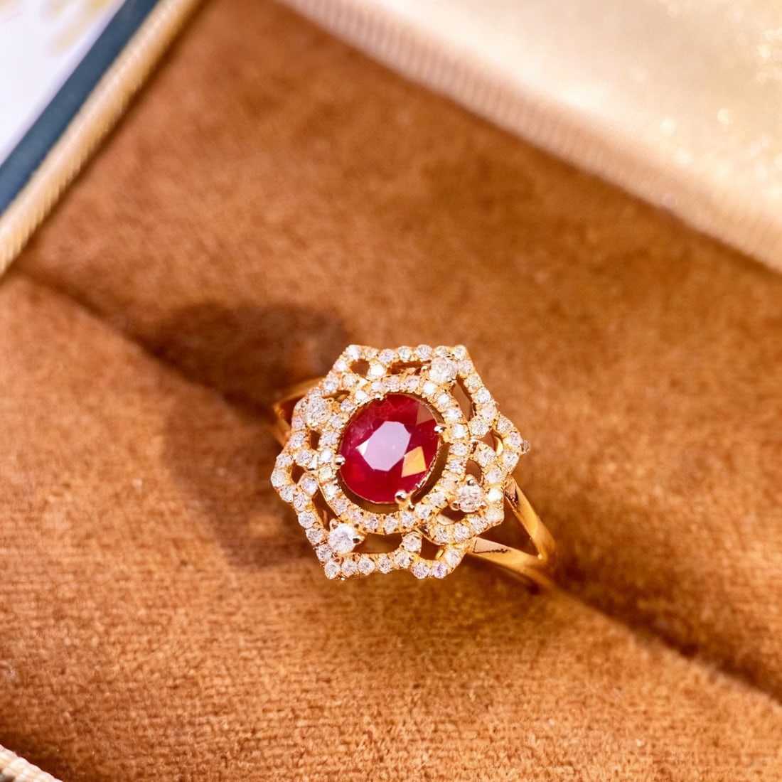 14k Gold 0.94 Ct Natural Ruby & Diamond Ring - 3