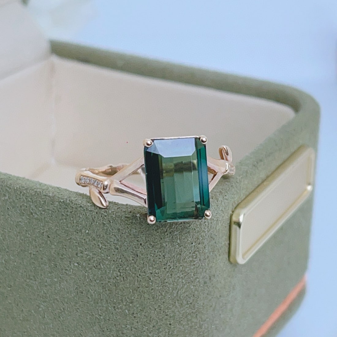 14k Gold 1.9 Ct Natural Tourmaline & Diamond Ring - 2