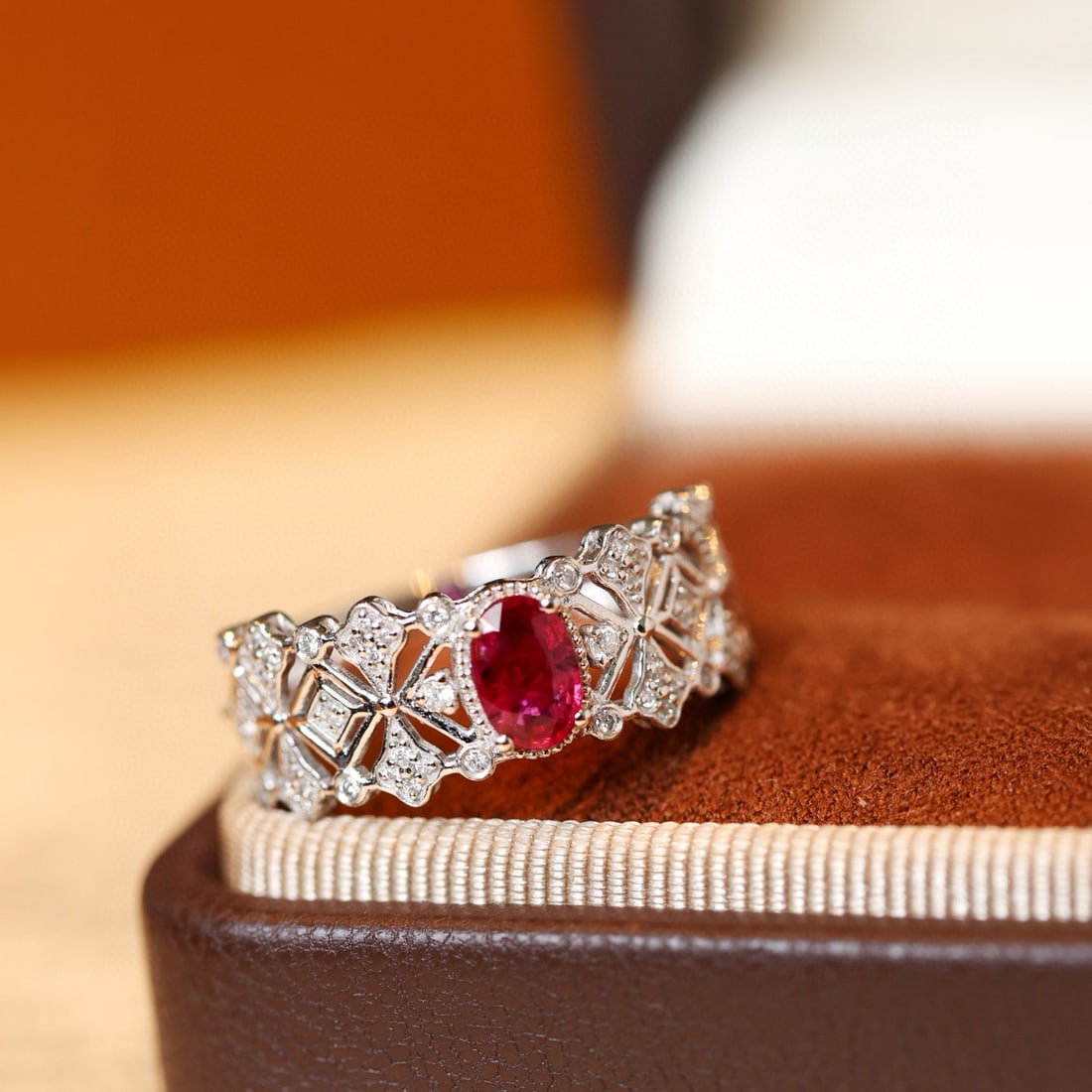 14k Gold 0.72 Ctw Natural Ruby & Diamond Ring - 2