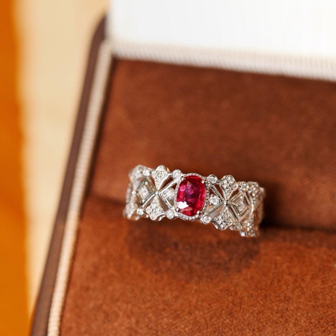 14k Gold 0.72 Ctw Natural Ruby & Diamond Ring - 3