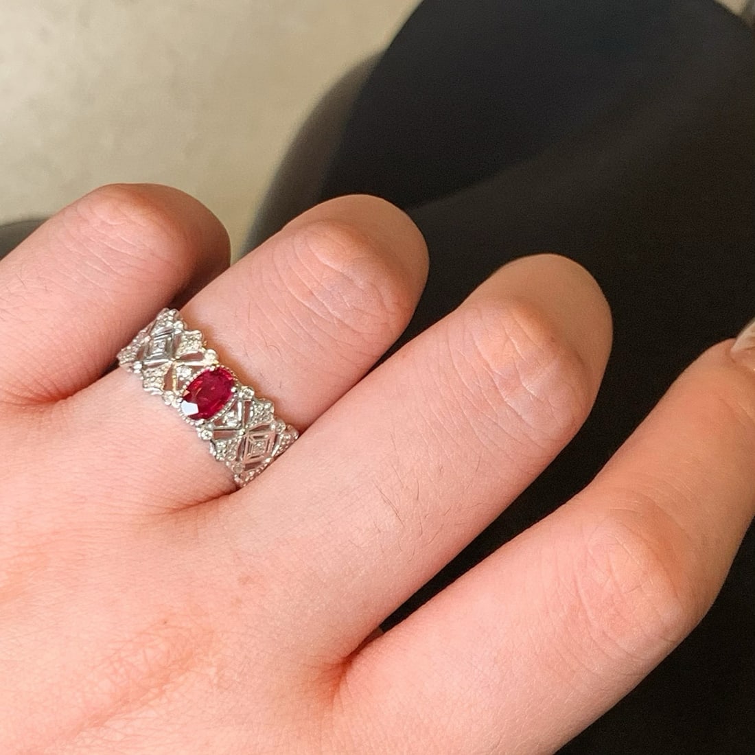 14k Gold 0.72 Ctw Natural Ruby & Diamond Ring - 7
