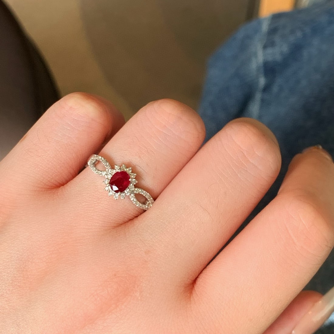 14k Gold 0.89 Ctw Natural Ruby & Diamond Ring - 5