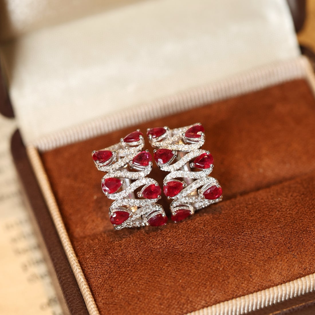 14k Gold 2.96 Ctw Natural Ruby & Diamond Earrings - 3