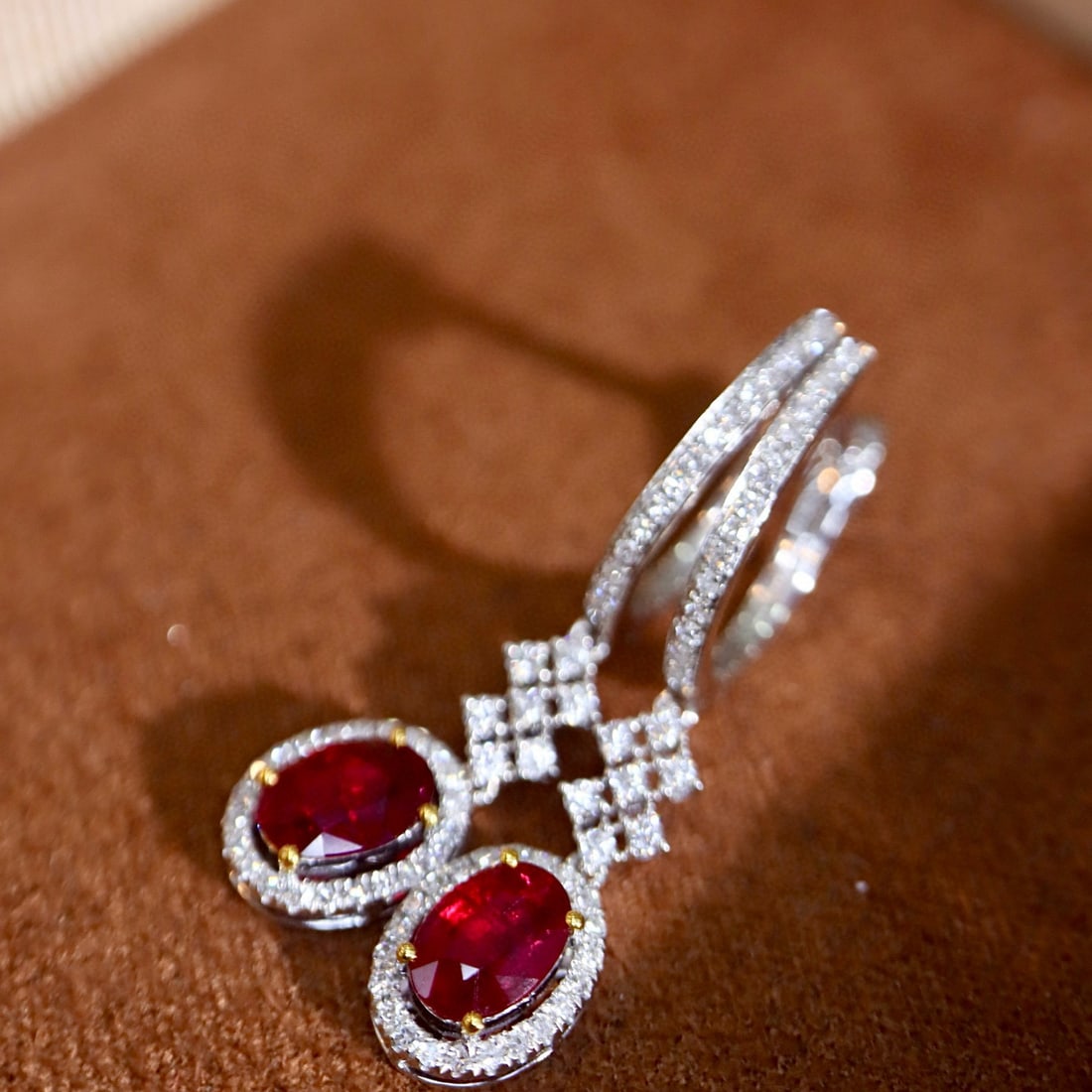 14k Gold 1.4 Ctw Natural Ruby & Diamond Earrings - 2