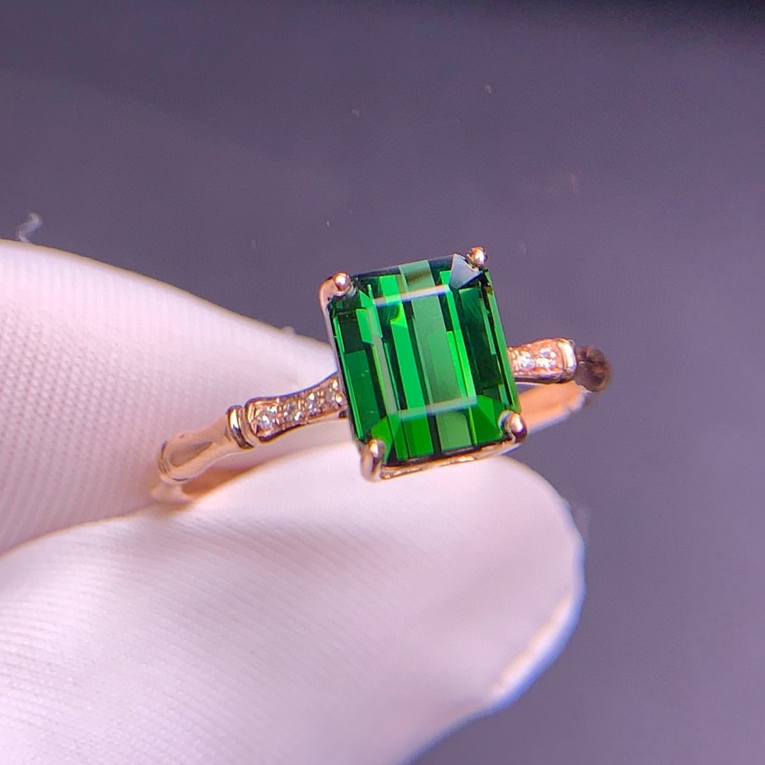 14k Gold 2.1 Ct Natural Tourmaline & Diamond Ring - 2