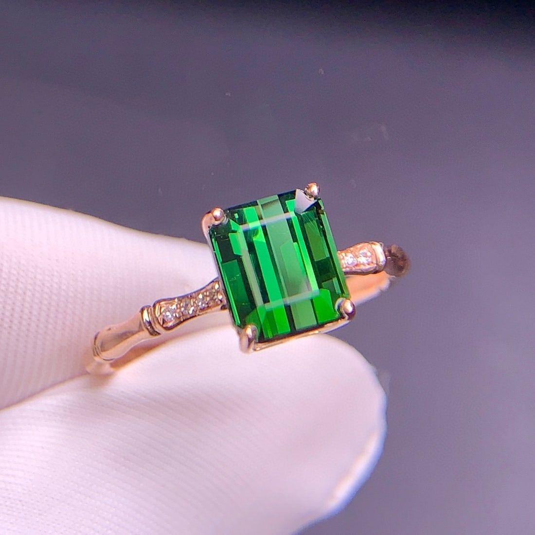 14k Gold 2.1 Ct Natural Tourmaline & Diamond Ring - 3
