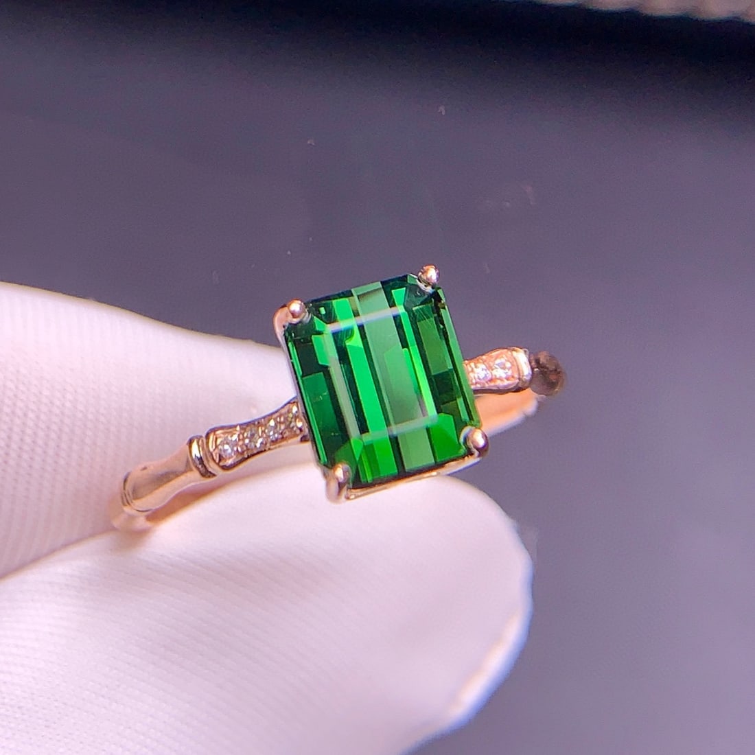 14k Gold 2.1 Ct Natural Tourmaline & Diamond Ring - 4