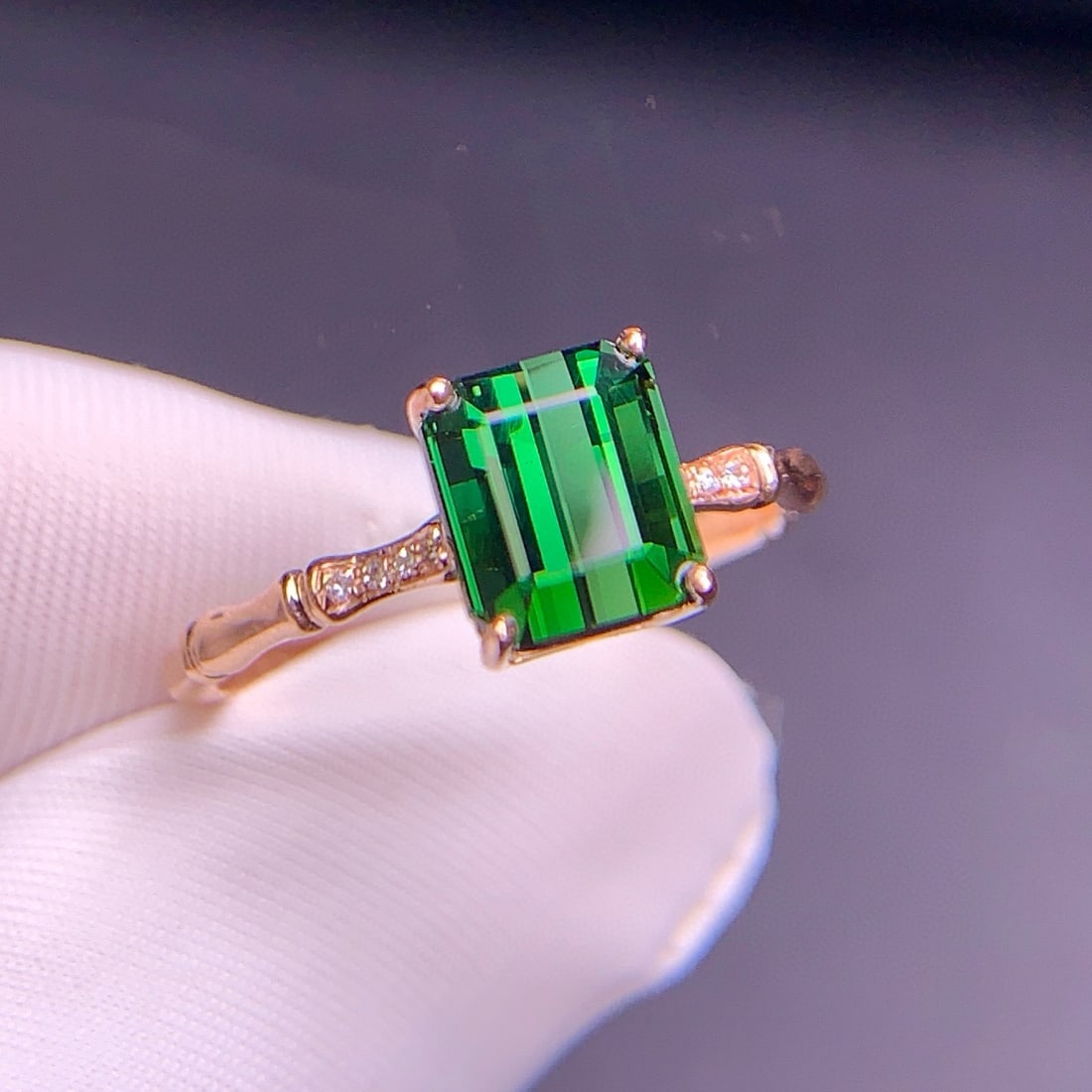 14k Gold 2.1 Ct Natural Tourmaline & Diamond Ring - 5