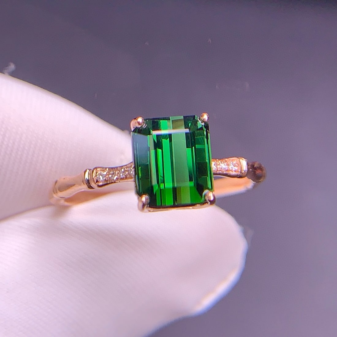 14k Gold 2.1 Ct Natural Tourmaline & Diamond Ring - 6