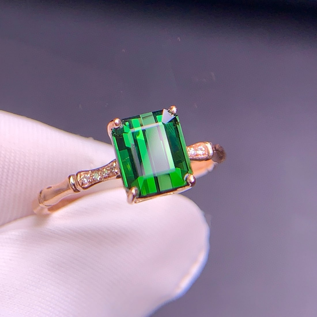14k Gold 2.1 Ct Natural Tourmaline & Diamond Ring - 7