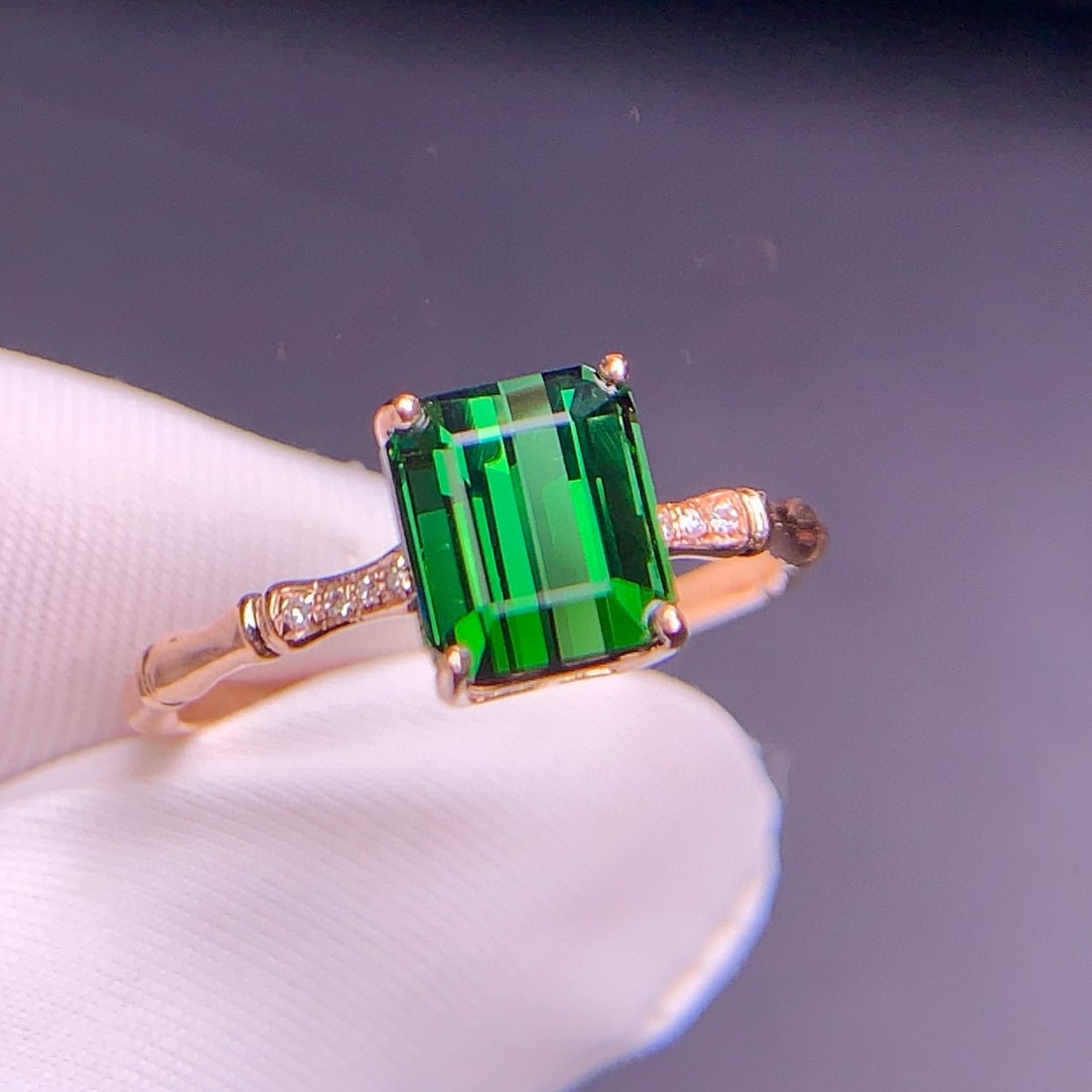 14k Gold 2.1 Ct Natural Tourmaline & Diamond Ring - 8