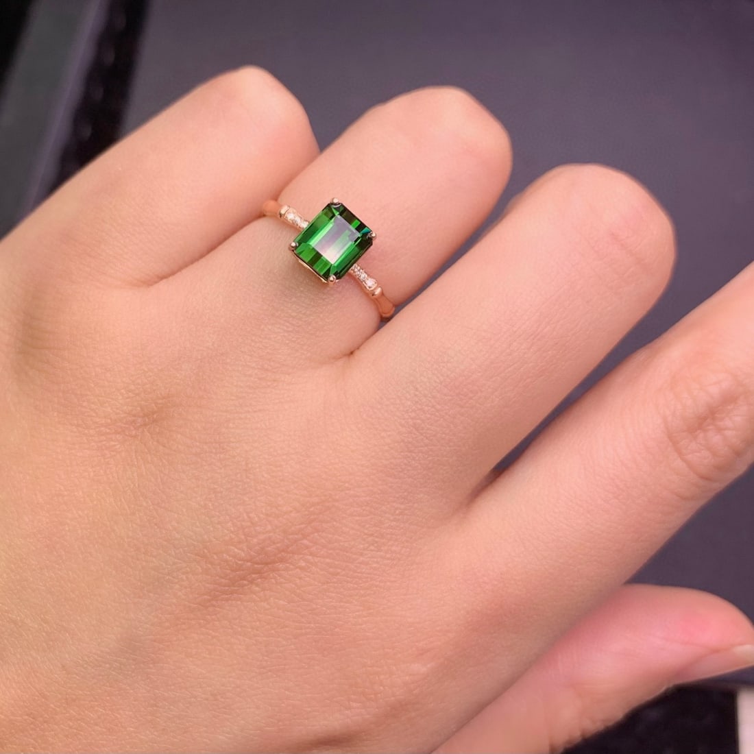 14k Gold 2.1 Ct Natural Tourmaline & Diamond Ring - 9