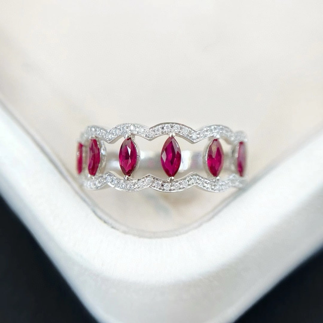 14k Gold 0.69 Ctw Natural Ruby & Diamond Ring - 2
