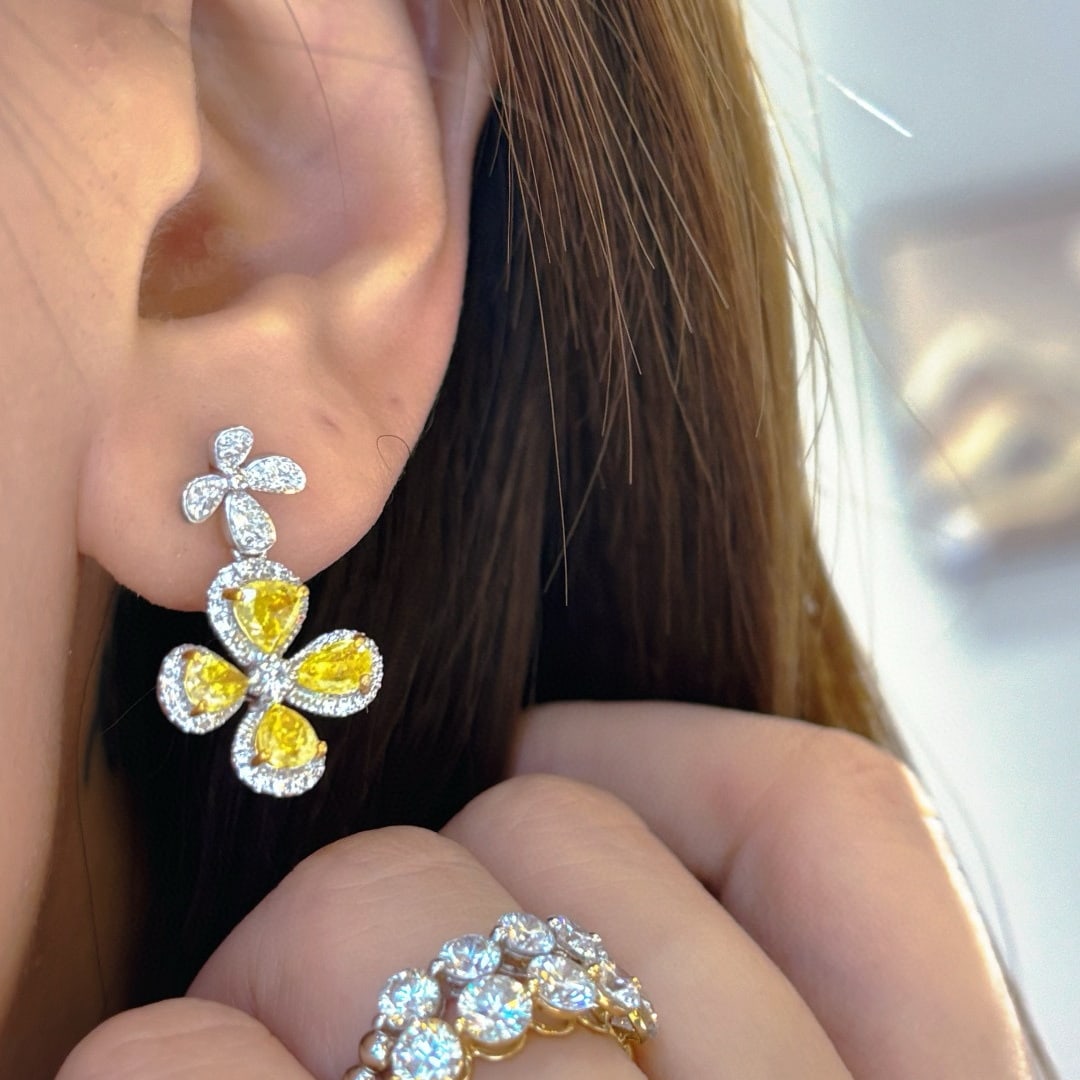 14k Gold 1.3 Ct Natural Color Diamond Earrings - 3