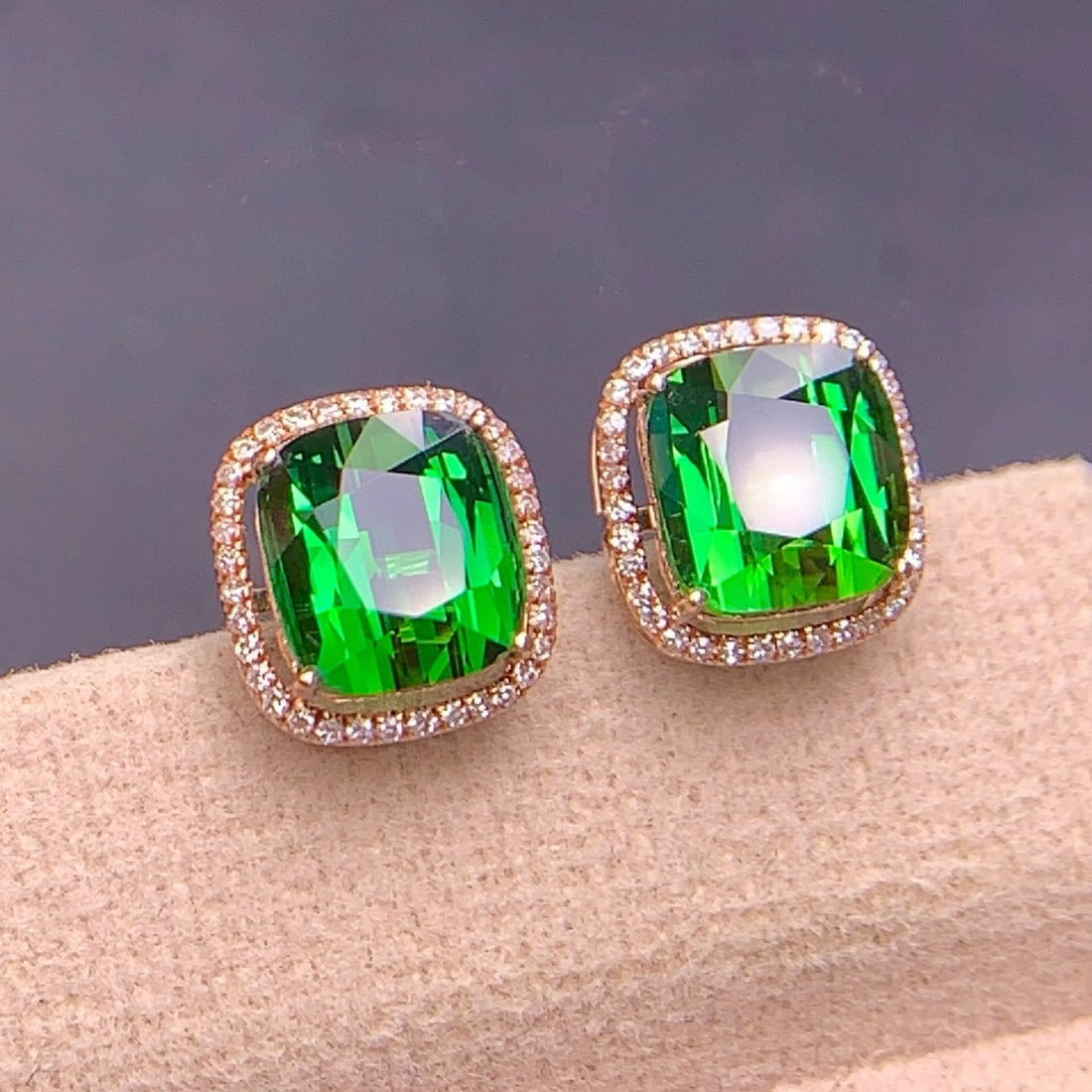 14k Gold 5.2 Ct Natural Tourmaline & Diamond Earrings - 5