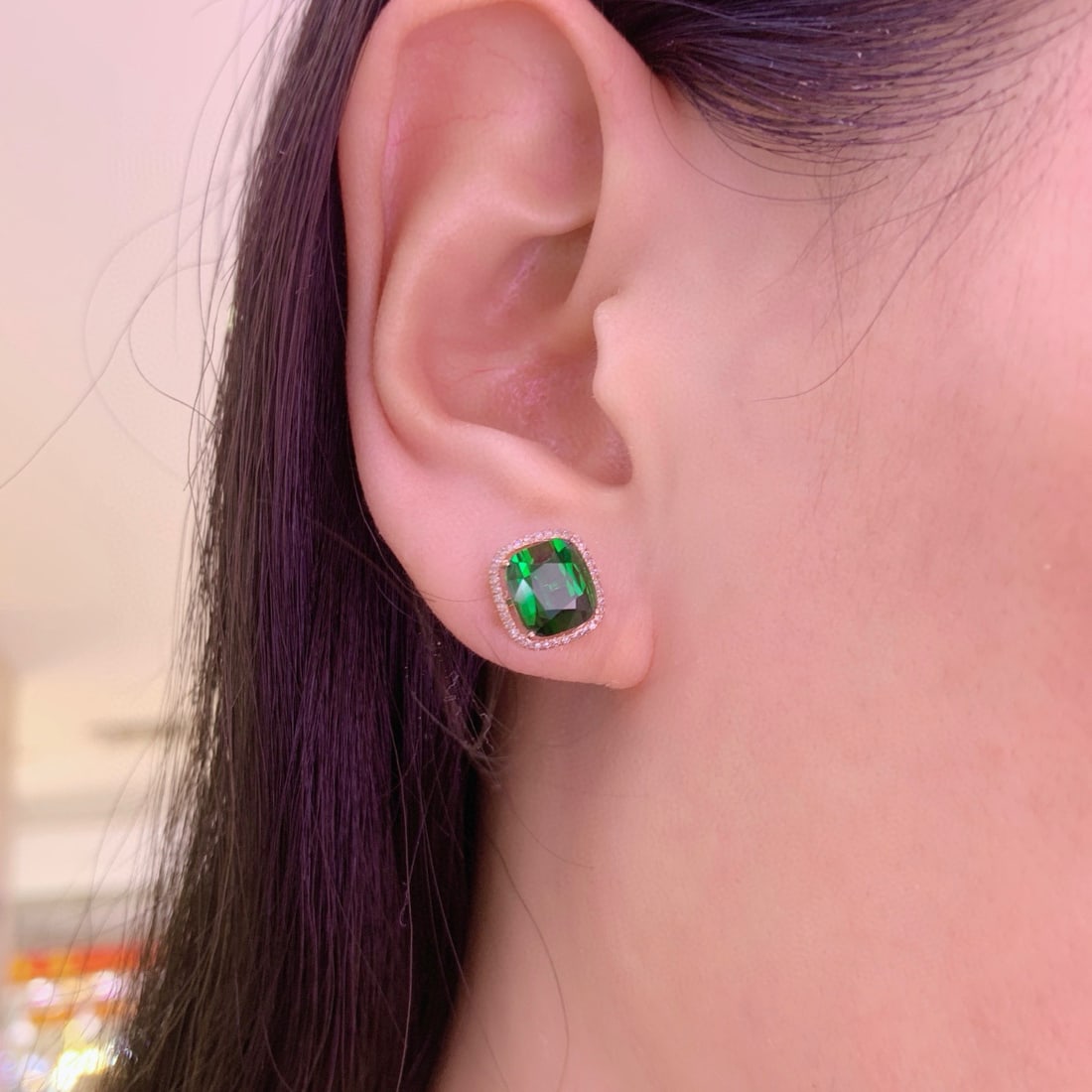 14k Gold 5.2 Ct Natural Tourmaline & Diamond Earrings - 9