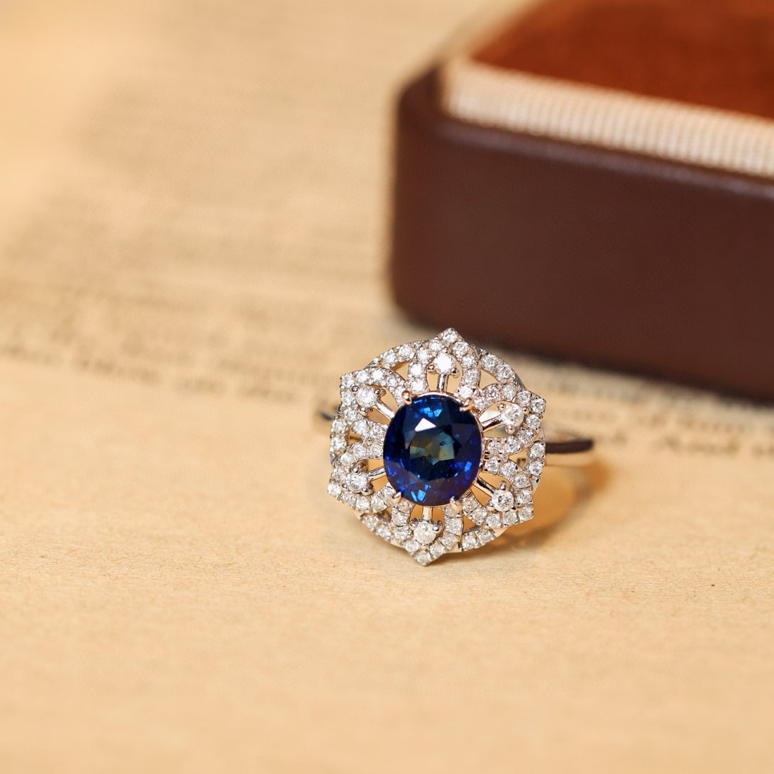 14k Gold 2.47 Ctw Natural Sapphire & Diamond Ring: Ref:231078087 // gold content:14k gold // ring size:7. 25us // // main gemstone:sapphire // shape:oval // carat weight:2. 05ct // color:blue // treatment:natural // // adjacent gemstone 2 : diamond //