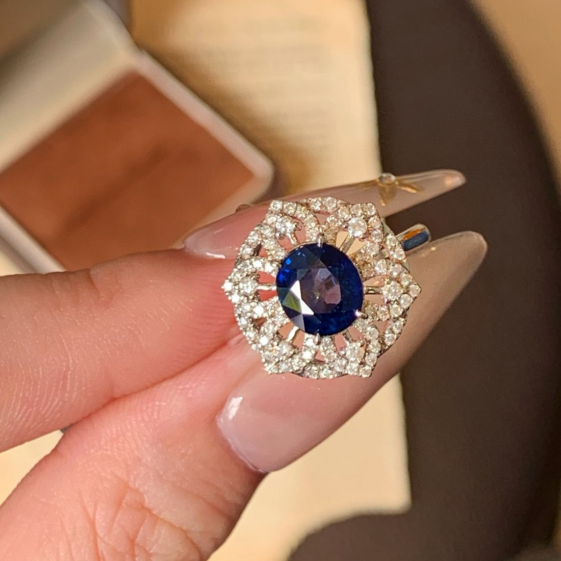 14k Gold 2.47 Ctw Natural Sapphire & Diamond Ring - 6