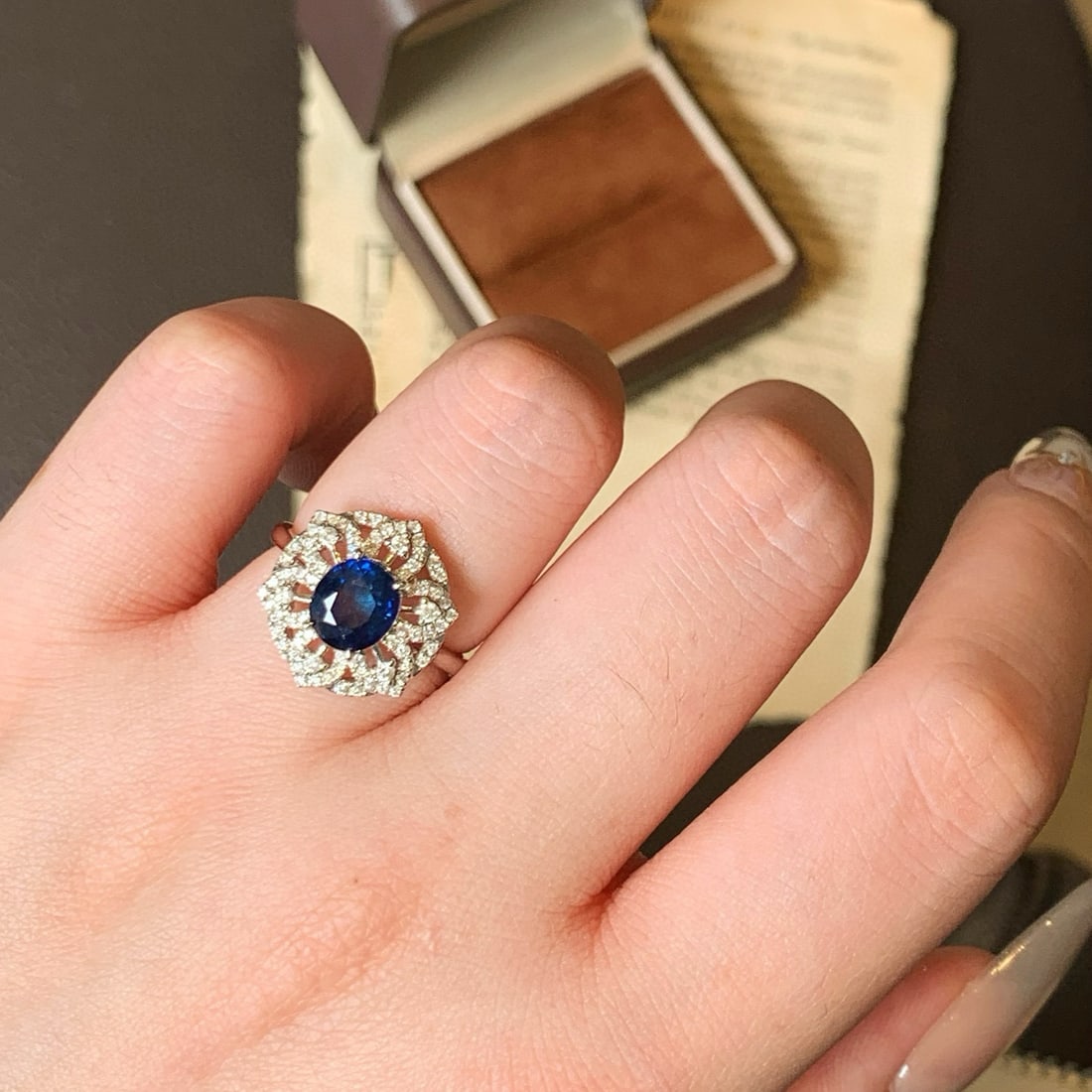 14k Gold 2.47 Ctw Natural Sapphire & Diamond Ring - 7