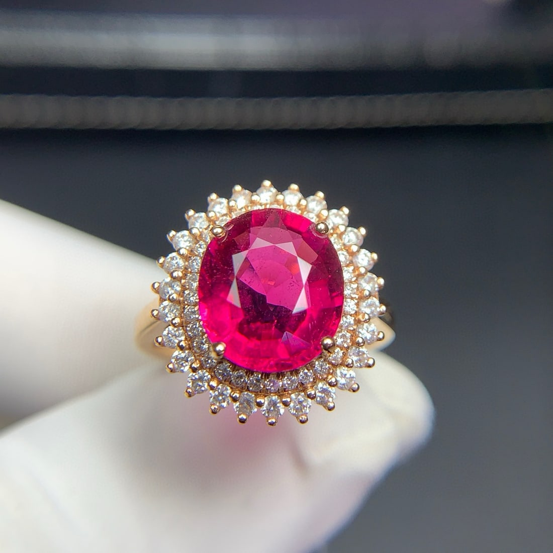 14k Gold 4.4 Ct Natural Tourmaline & Diamond Ring - 2