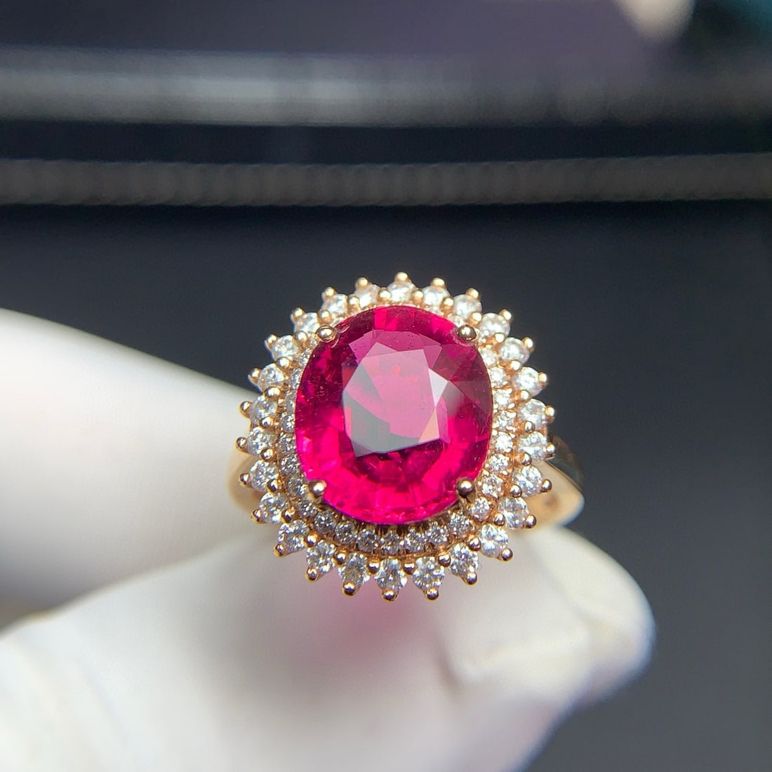 14k Gold 4.4 Ct Natural Tourmaline & Diamond Ring - 3