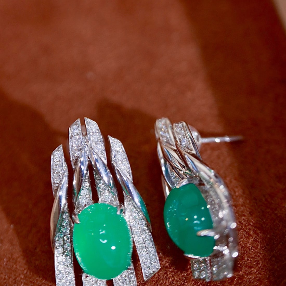 14k Gold 6.49 Ctw Natural Emerald & Diamond Earrings - 6