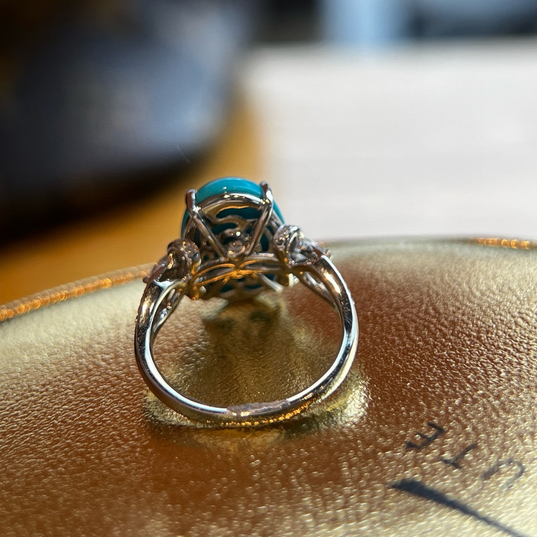 14k Gold 5.46 Ctw Natural Turquoise & Diamond Ring - 3