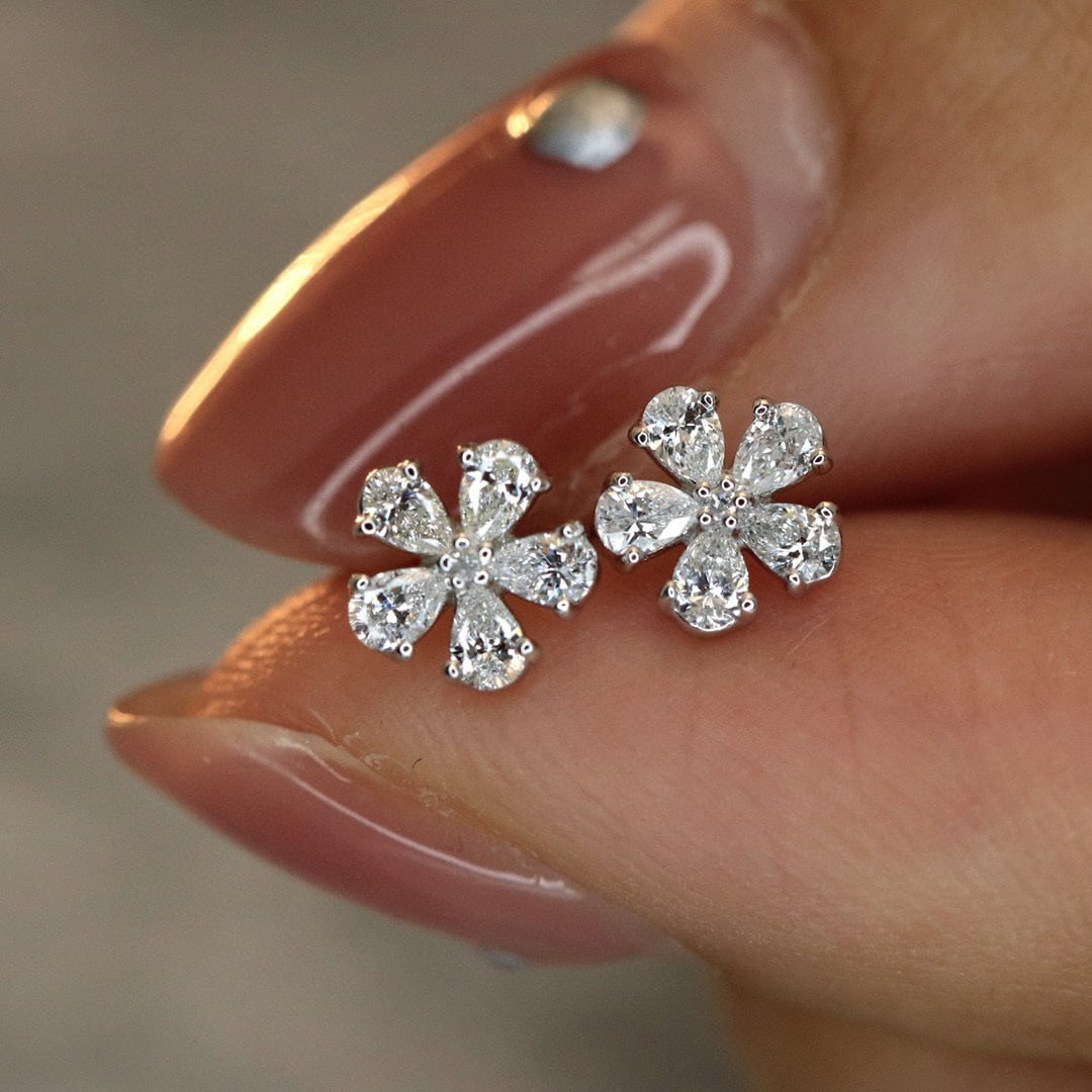 14k Gold 0.4 Ct Natural H Diamond Earrings - 2