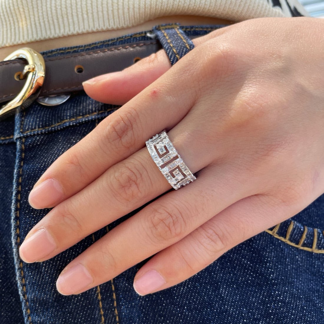 14k Gold 0.9 Ct Natural H Diamond Ring - 9