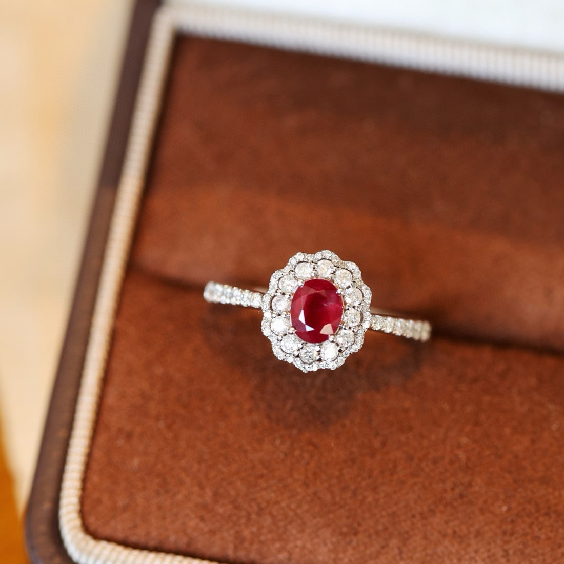 14k Gold 1.15 Ctw Natural Ruby & Diamond Ring: Ref:231078118 // gold content:14k gold // ring size:7. 25us // // main gemstone:ruby // shape:oval // carat weight:0. 7ct // color:pigeonblood red // treatment:natural // // adjacent gemstone 2 :