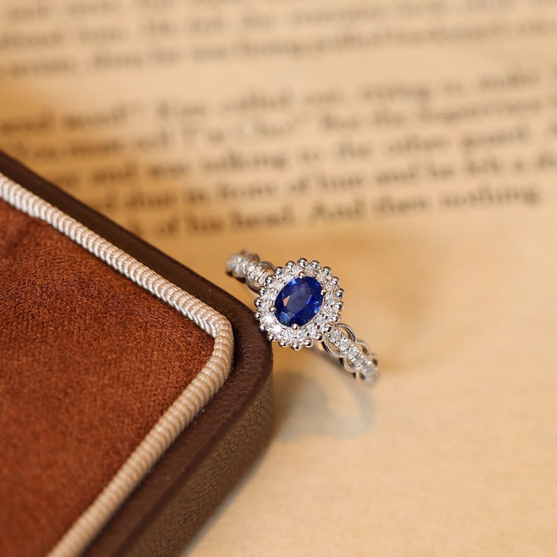 14k Gold 0.76 Ctw Natural Sapphire & Diamond Ring - 4