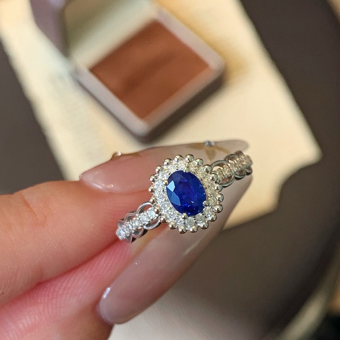14k Gold 0.76 Ctw Natural Sapphire & Diamond Ring - 5