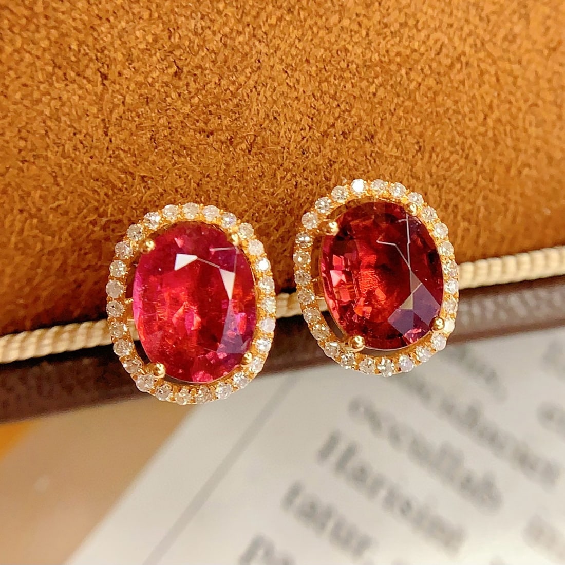 14k Gold 3.5 Ct Natural Tourmaline & Diamond Earrings - 5