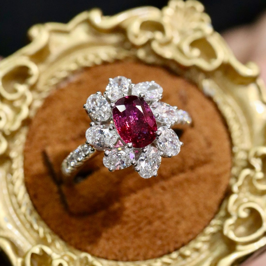 14k Gold 2.39 Ctw Natural Ruby & Lab Grown Diamond Ring (1 of 7)