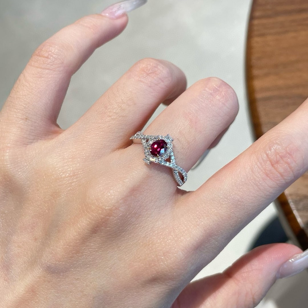 14k Gold 0.50 Ct Natural Ruby & Diamond Ring - 7