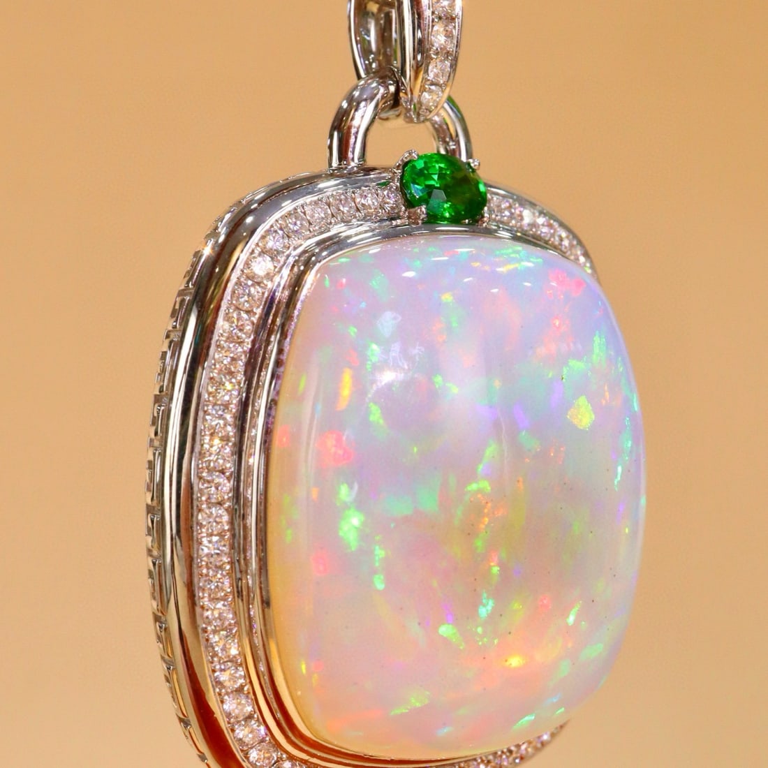 14k Gold 70.06 Ctw Natural Opal & Diamond Pendant( Without Chain ) - 5