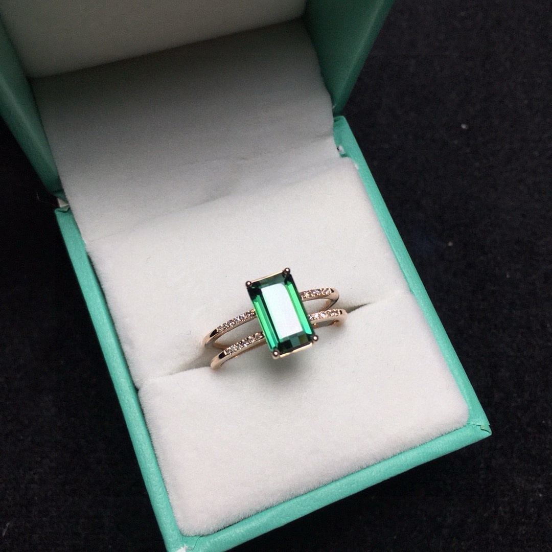 14k Gold 2.1 Ct Natural Tourmaline & Diamond Ring - 4