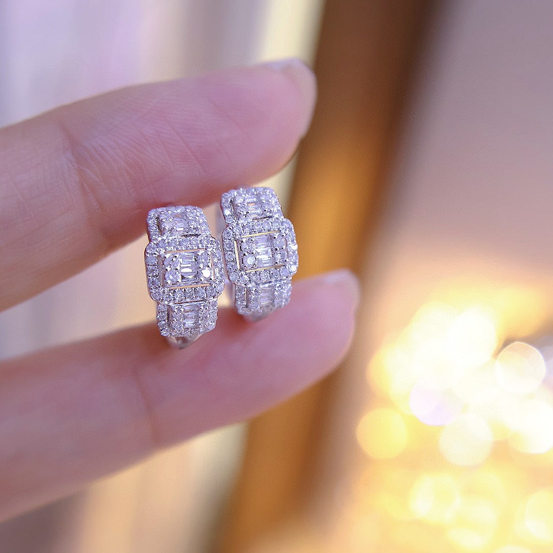 14k Gold 0.8 Ct Natural H Diamond Earrings - 2