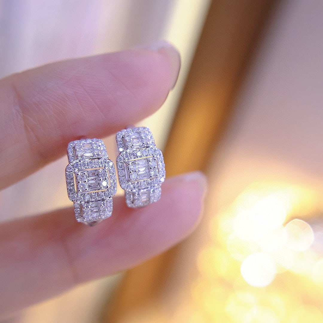 14k Gold 0.8 Ct Natural H Diamond Earrings - 4