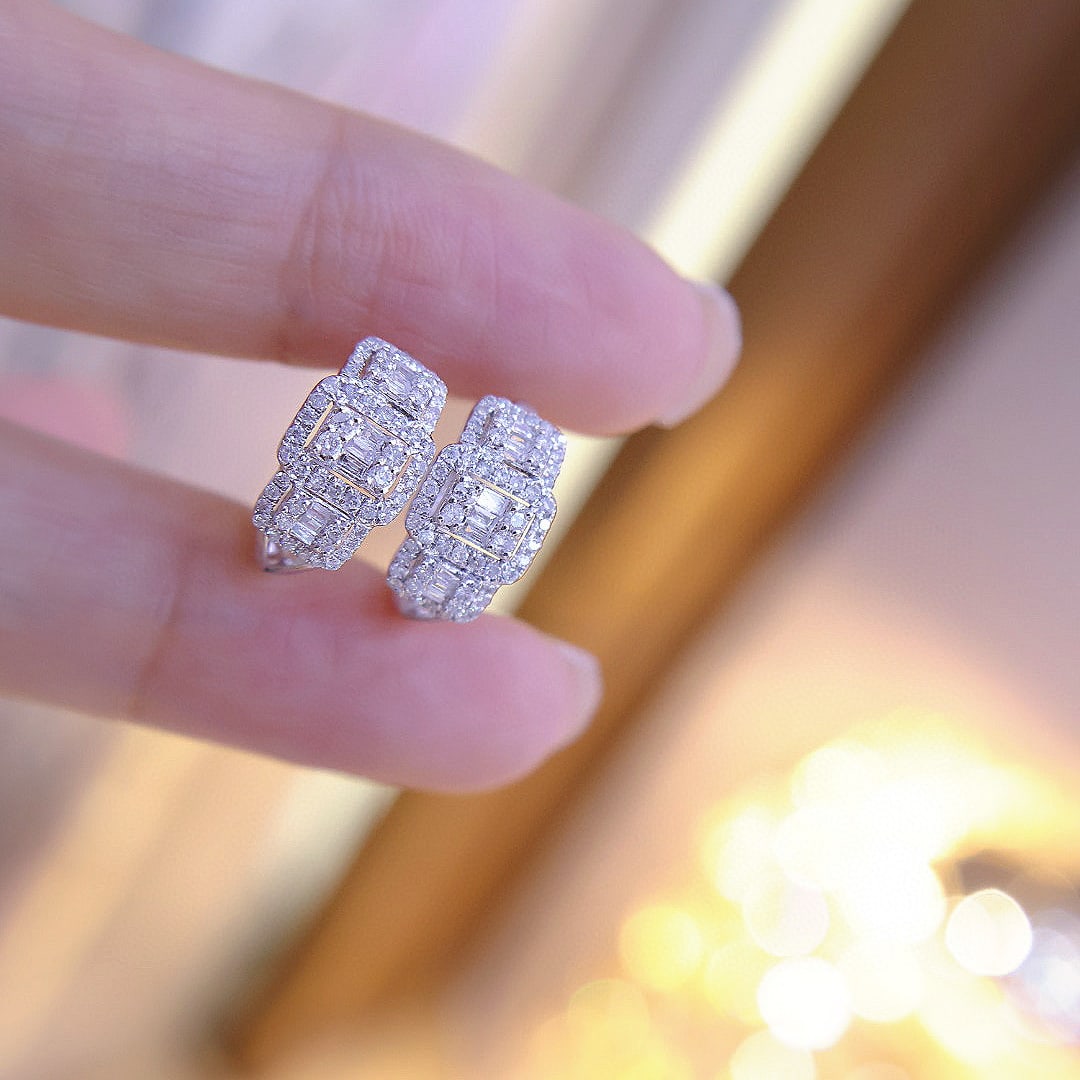14k Gold 0.8 Ct Natural H Diamond Earrings - 5