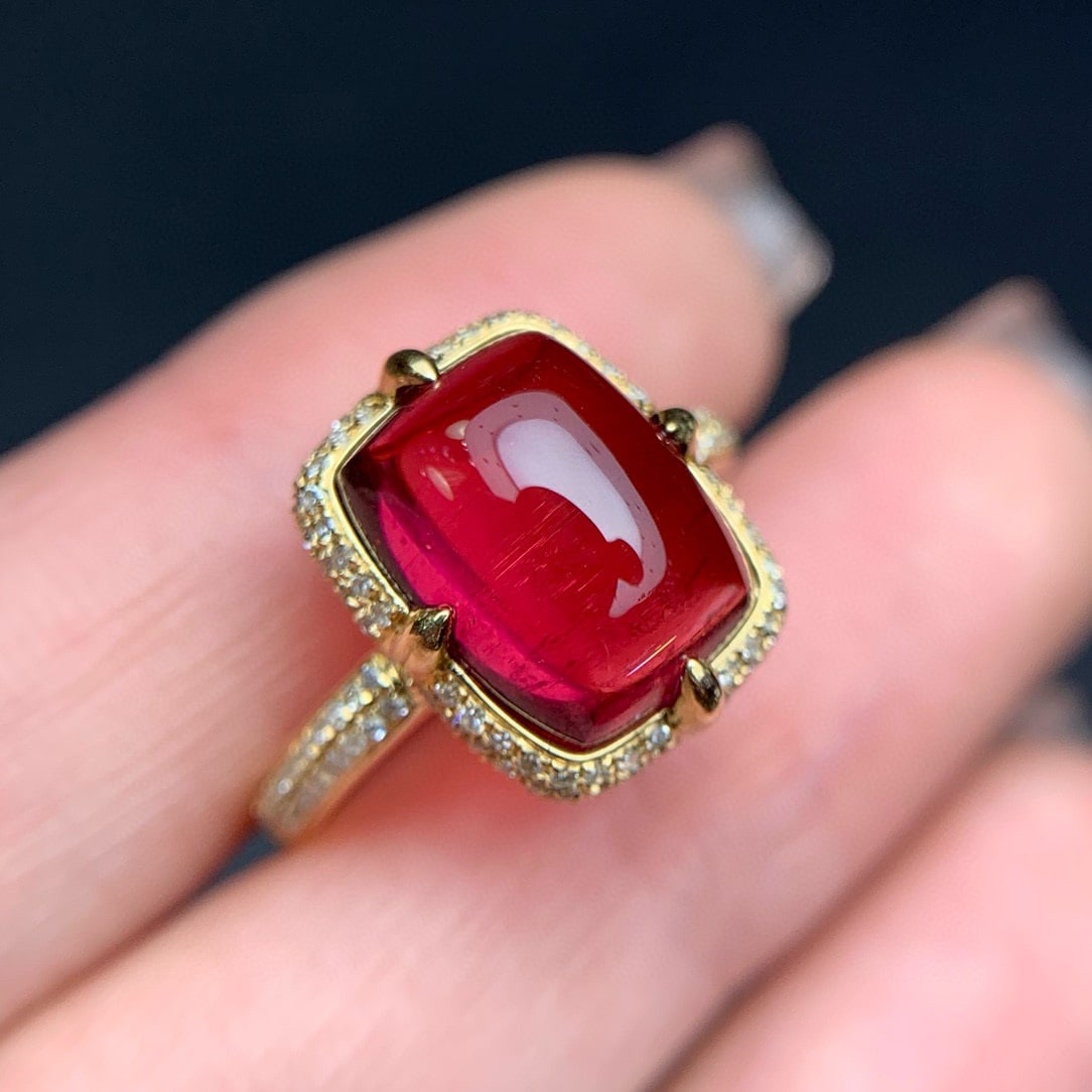 14k Gold 5.20 Ct Natural Tourmaline & Diamond Ring - 3