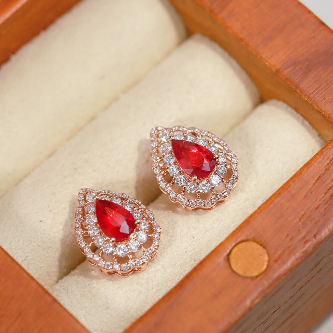 14k Gold 1.82 Ctw Natural Ruby & Diamond Earrings - 3